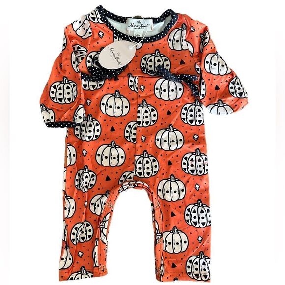 NWT - Girls Fall Halloween Romper Pumpkins and bows - Size 3-6 month - Picture 4 of 7